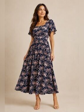 Madewell Floral Square-Neck Midi Dress XS